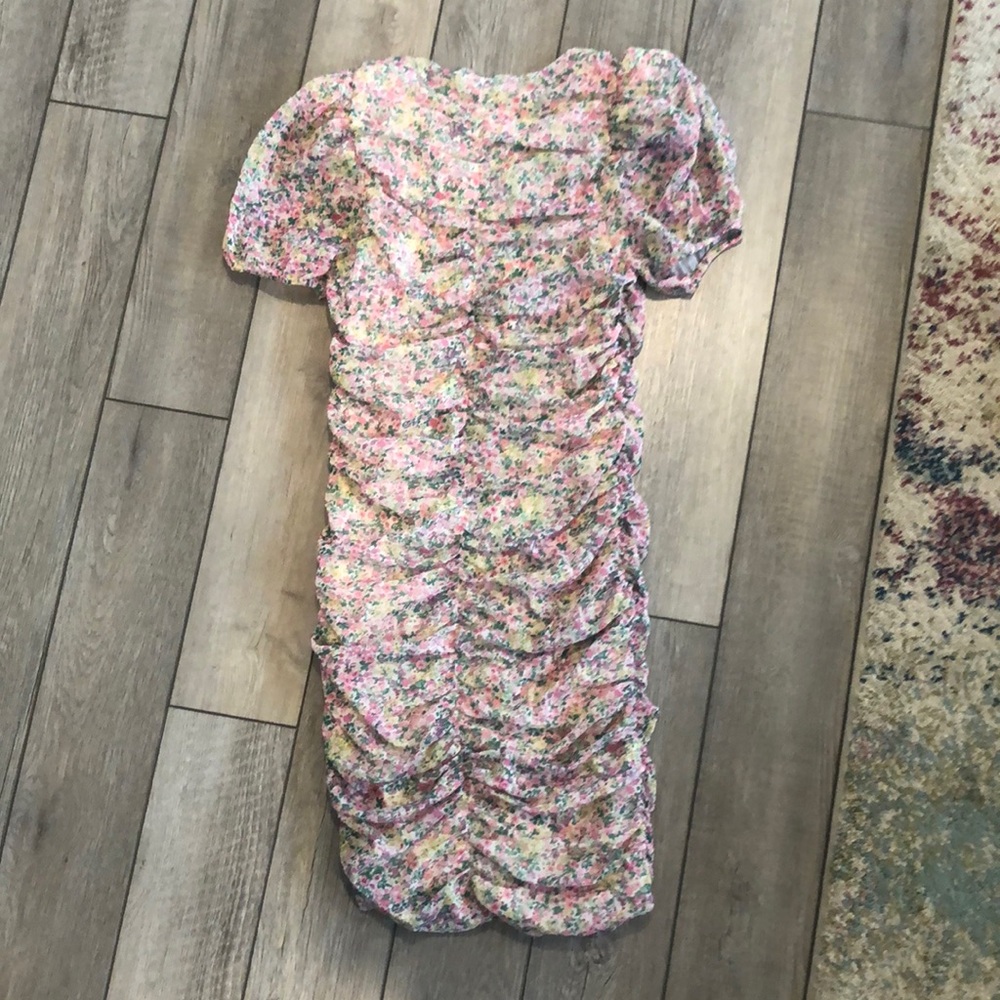 MANGO Floral Ruched Dress size 6 - Picture 7 of 10